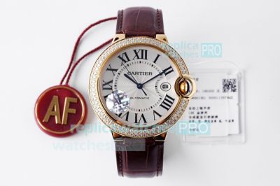 Swiss Copy Cartier Ballon Bleu 42mm Automatic Watch Yellow Gold Diamond Bezel